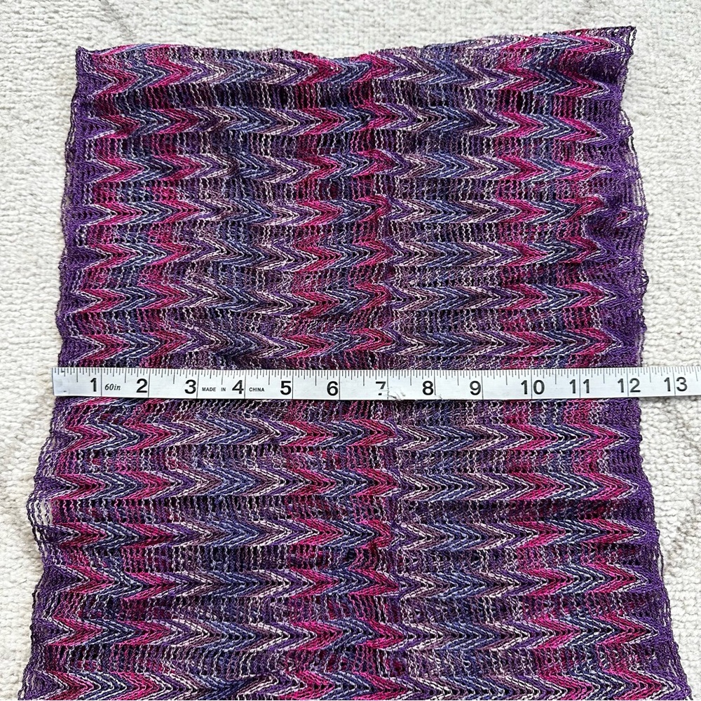 Missoni Pink & Purple Knit Zig Zag Fringe Scarf - Picture 2 of 6
